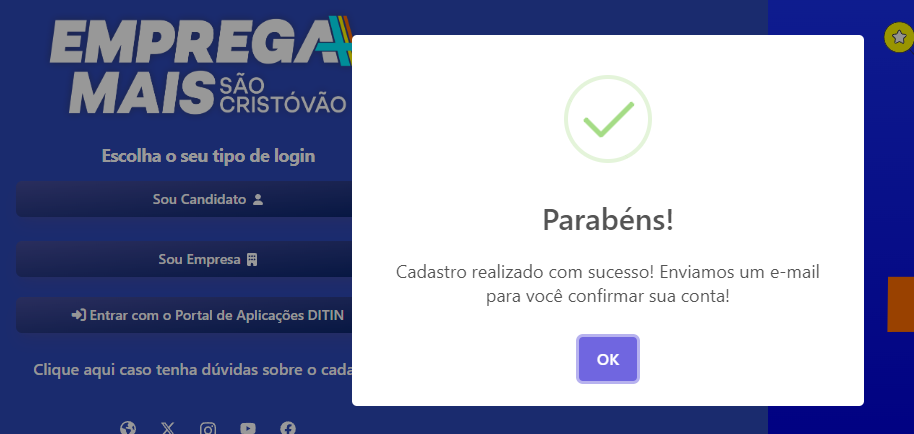 Modal de confirmação