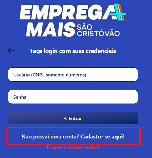 Link Cadastre-se aqui para empresas