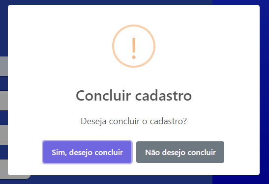 Modal de confirmação empresa