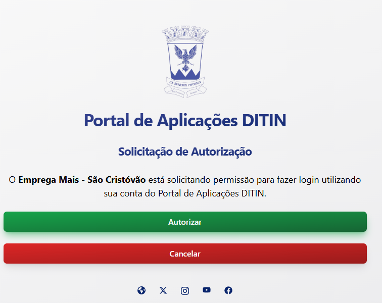 Autorização do aplicativo Emprega Mais